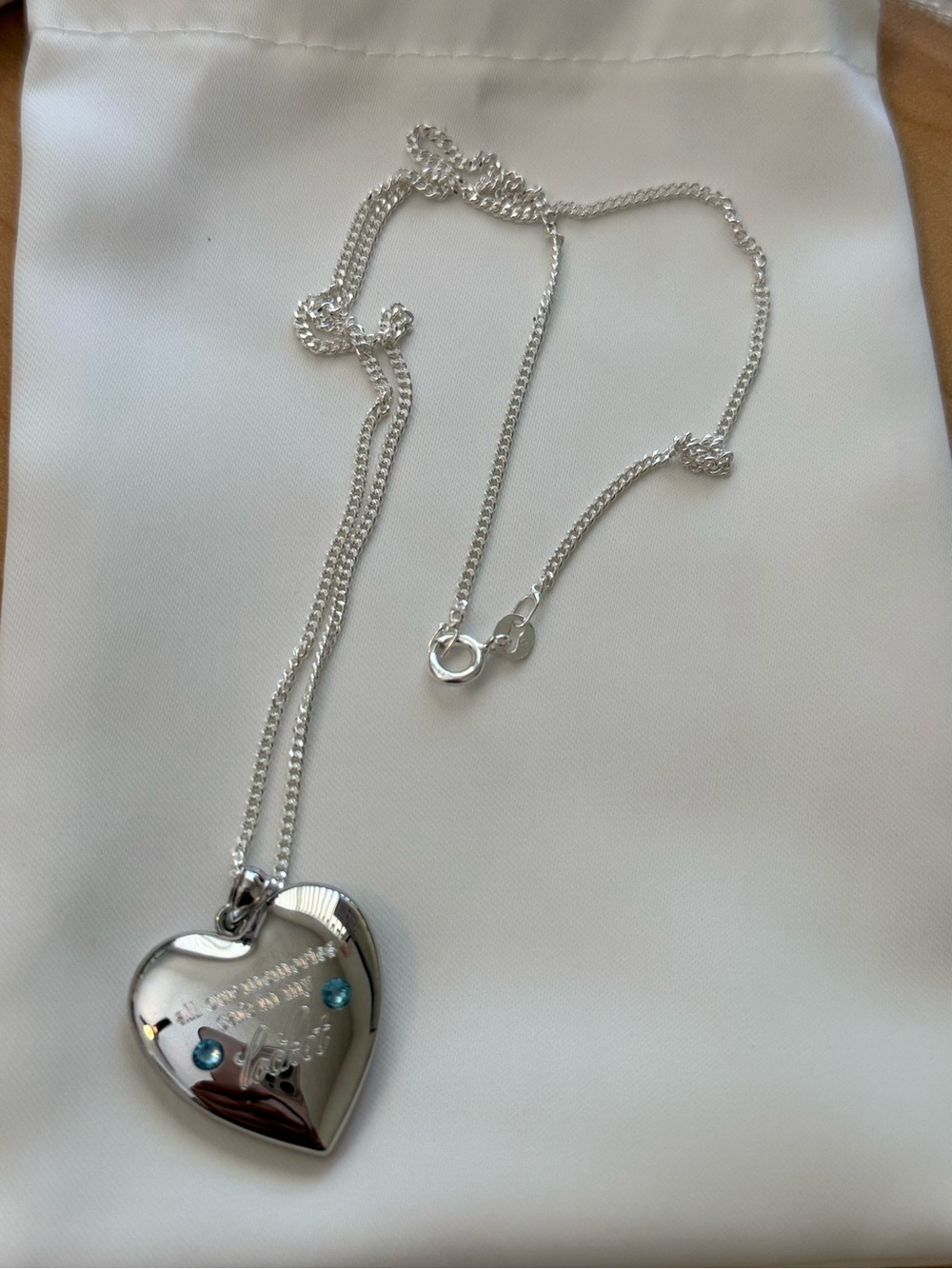 Madison Beer Silver Heart Locket Necklace with Blue Accents - Picture 4 of 5